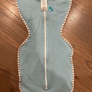 Love to Dream Blue Swaddle with Gray Trim